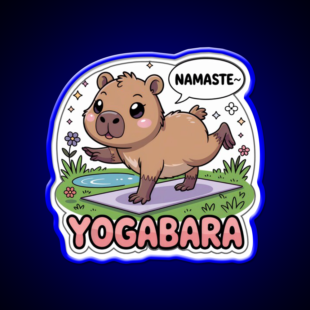 Yogabara Chibi Capybara Yoga Pose Yoga Led Neon Sign For Wellness Space Rgb Color