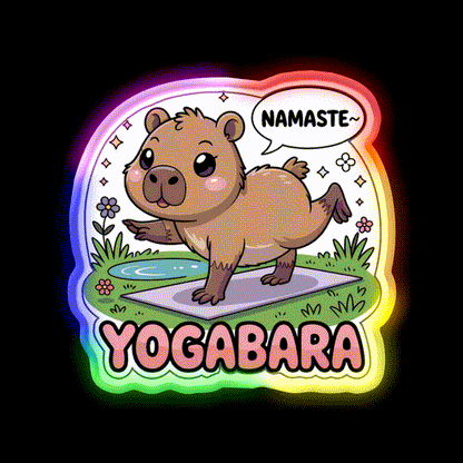 Yogabara Chibi Capybara Yoga Pose Yoga Led Neon Sign For Wellness Space Rgb Color