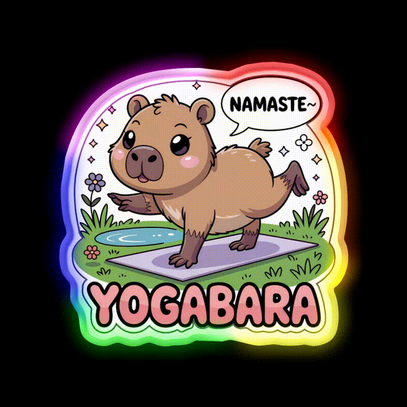 Yogabara Chibi Capybara Yoga Pose Yoga Led Neon Sign For Wellness Space Rgb Color