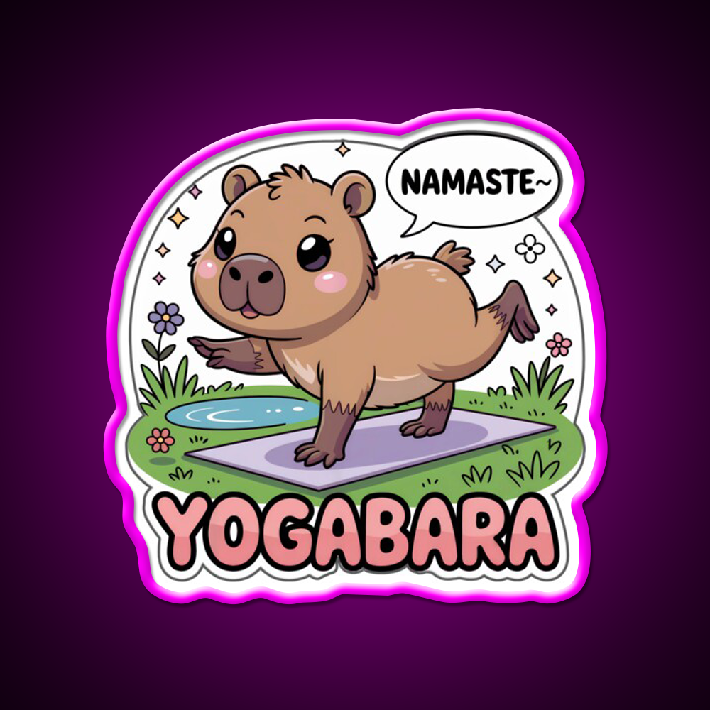 Yogabara Chibi Capybara Yoga Pose Yoga Led Neon Sign For Wellness Space Rgb Color