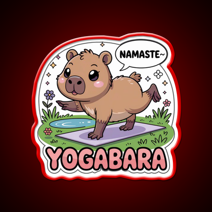 Yogabara Chibi Capybara Yoga Pose Yoga Led Neon Sign For Wellness Space Rgb Color