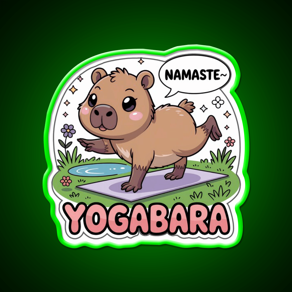 Yogabara Chibi Capybara Yoga Pose Yoga Led Neon Sign For Wellness Space Rgb Color - Shineneon