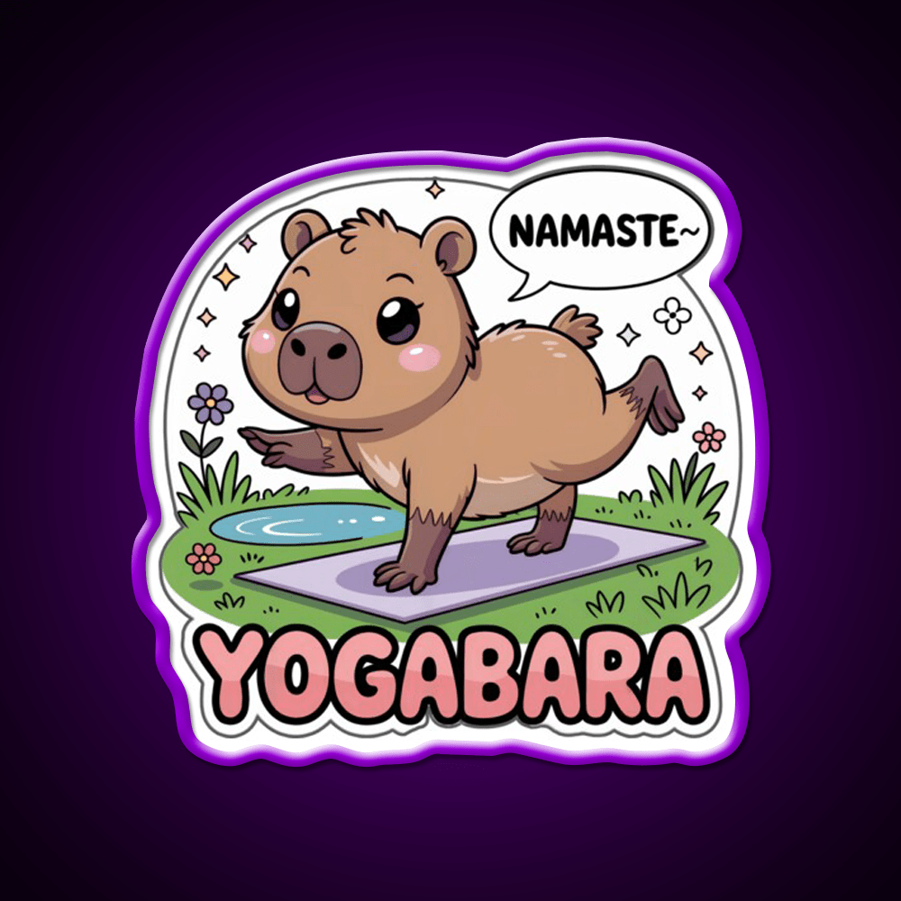 Yogabara Chibi Capybara Yoga Pose Yoga Led Neon Sign For Wellness Space Rgb Color - Shineneon