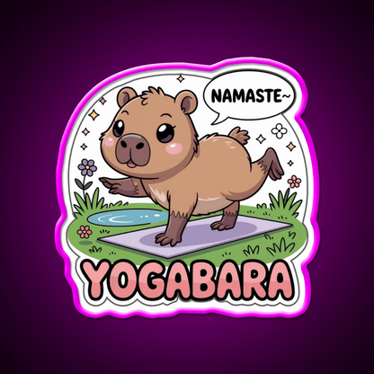 Yogabara Chibi Capybara Yoga Pose Yoga Led Neon Sign For Wellness Space Rgb Color - Shineneon