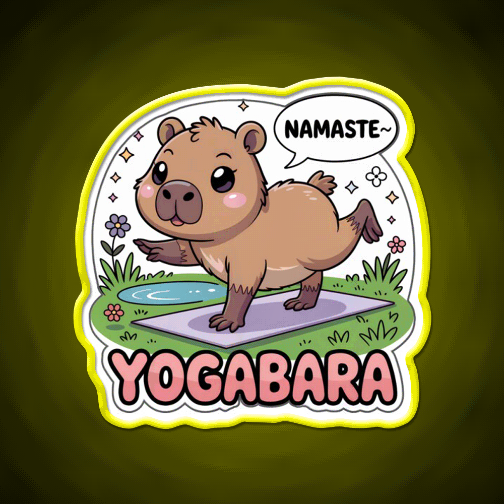 Yogabara Chibi Capybara Yoga Pose Yoga Led Neon Sign For Wellness Space Rgb Color