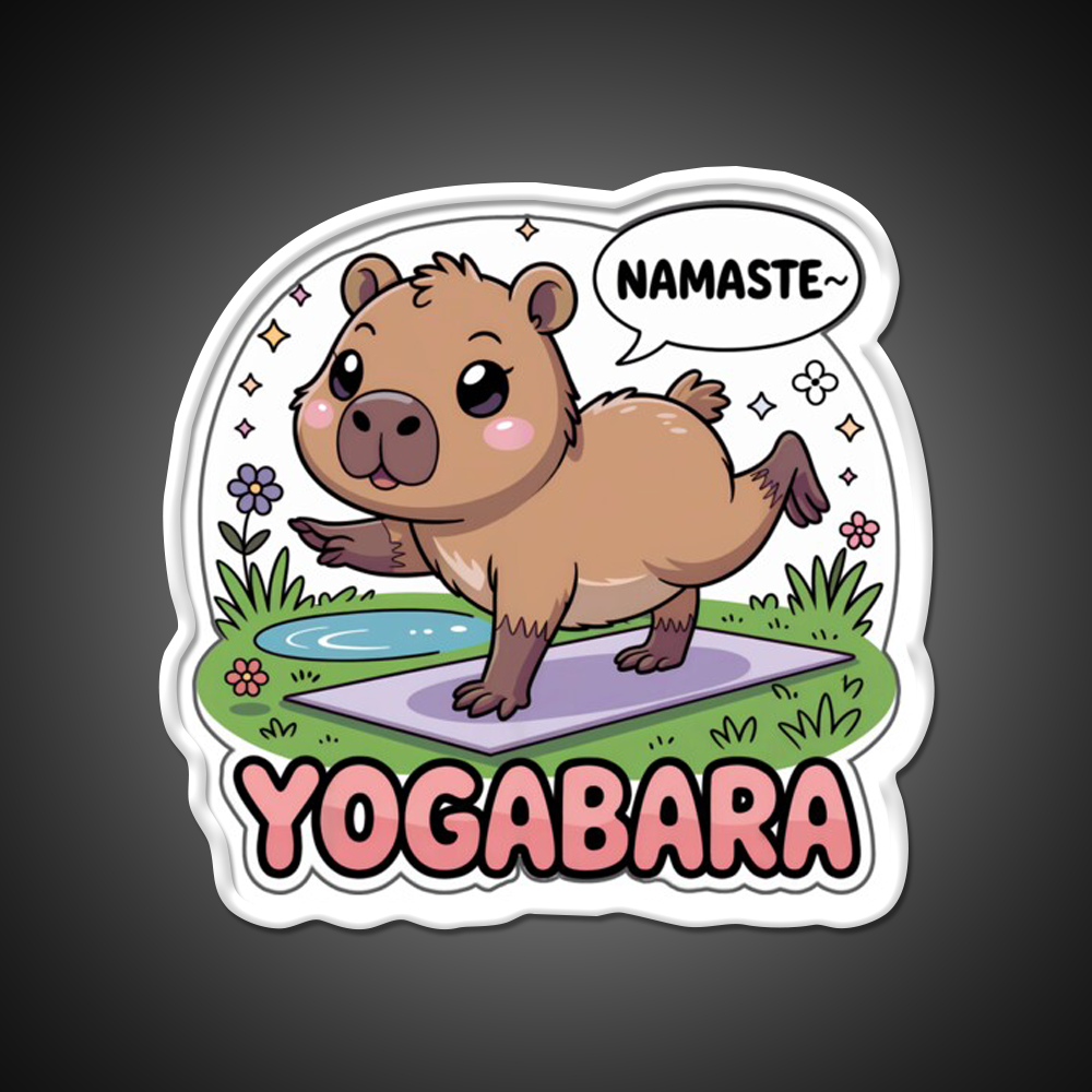 Yogabara Chibi Capybara Yoga Pose Yoga Led Neon Sign For Wellness Space Rgb Color