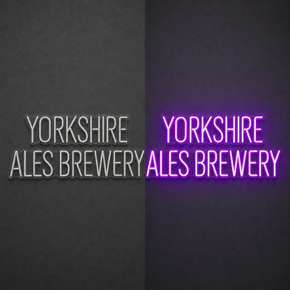 Yorkshire Ales Brewery LED Neon Sign day and night comparison
