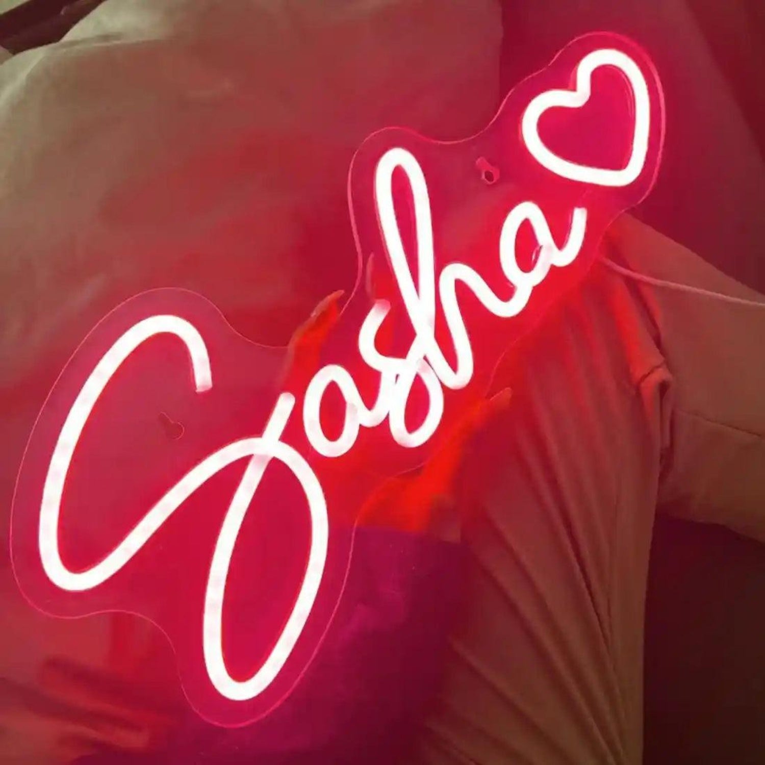 Yosha Red Glow White Heart Led Neon Sign For Room Wall Art And Party Decor | Shineneon