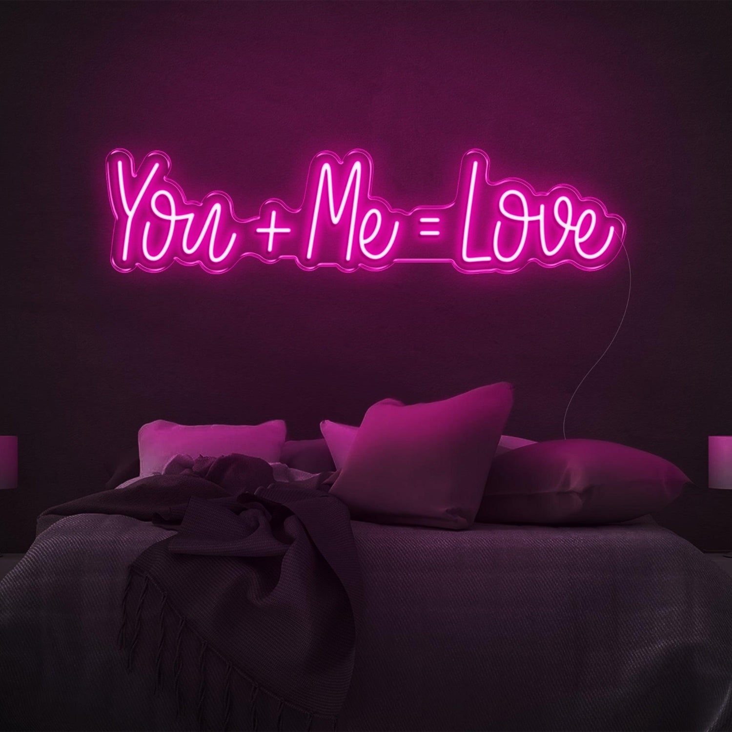 You And Me Equal Love Pink Led Neon Sign For Bedroom Decor | Shineneon