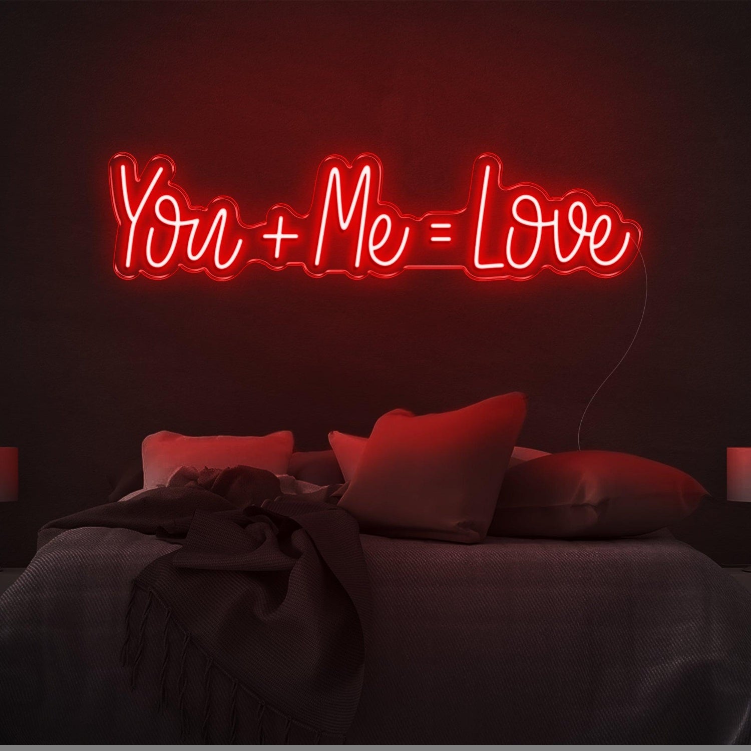 You And Me Equal Love Pink Led Neon Sign For Bedroom Decor | Shineneon