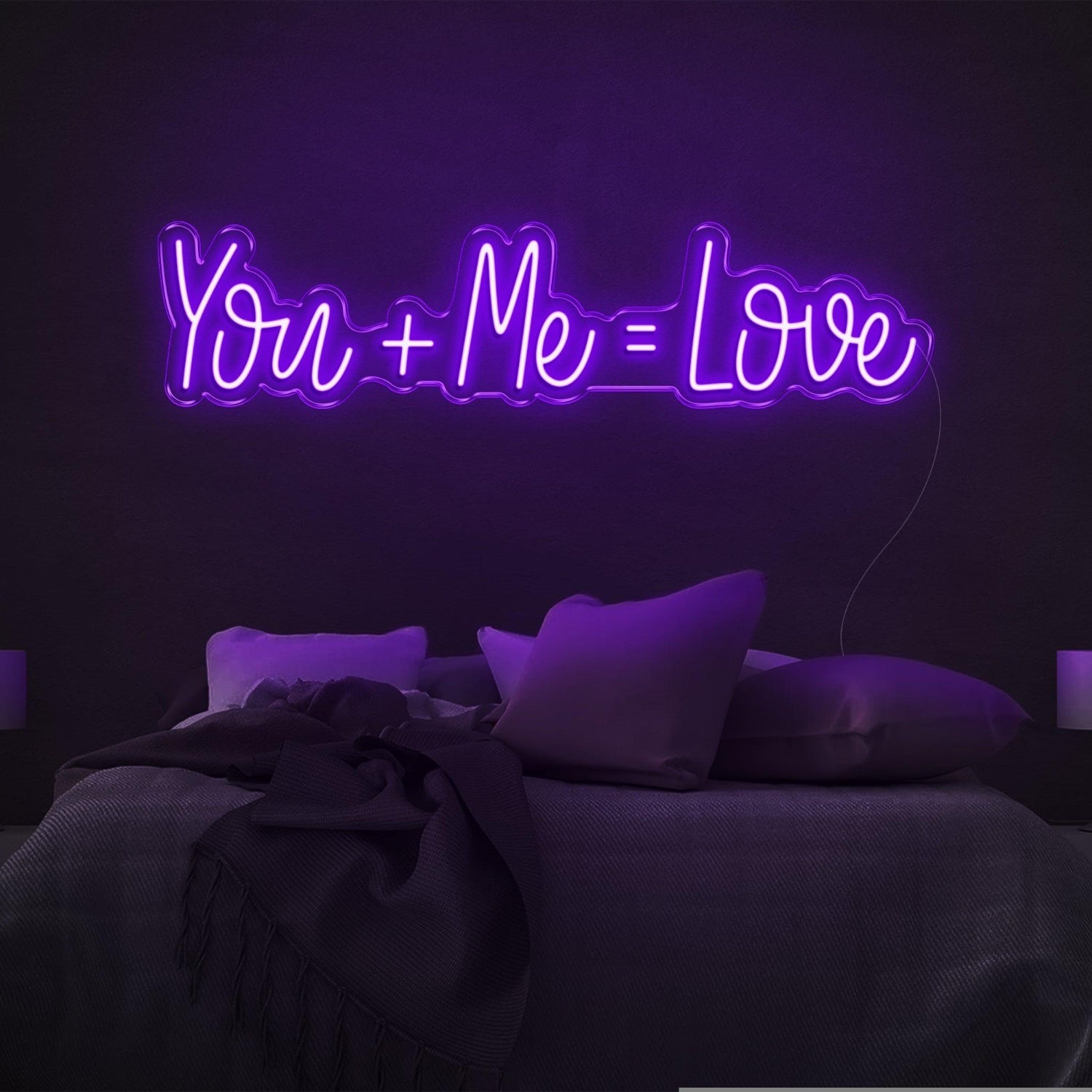 You And Me Equal Love Pink Led Neon Sign For Bedroom Decor | Shineneon