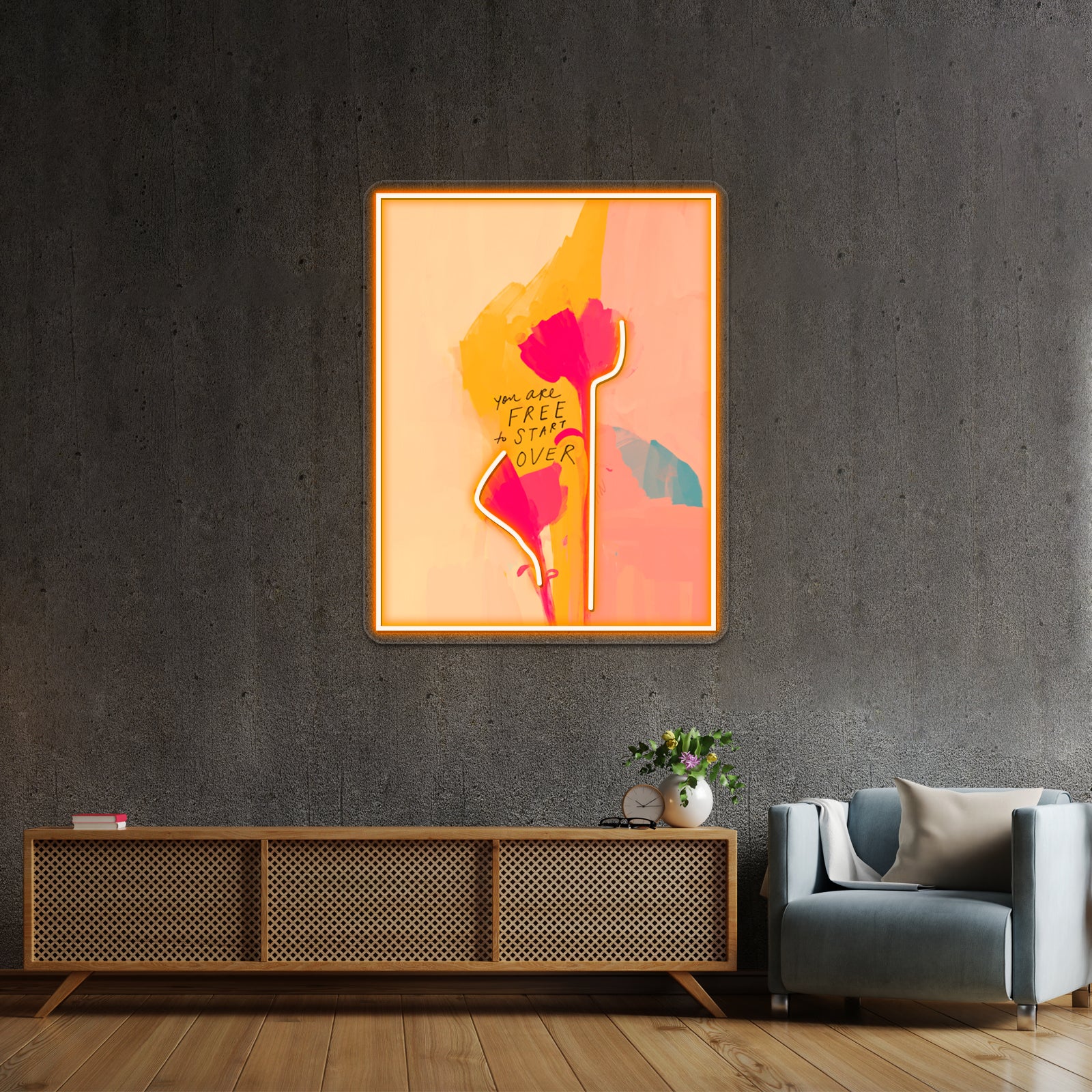 You Are Free To Start Over Floral Art Home Wall Artwork Neon Signs | Shineneon