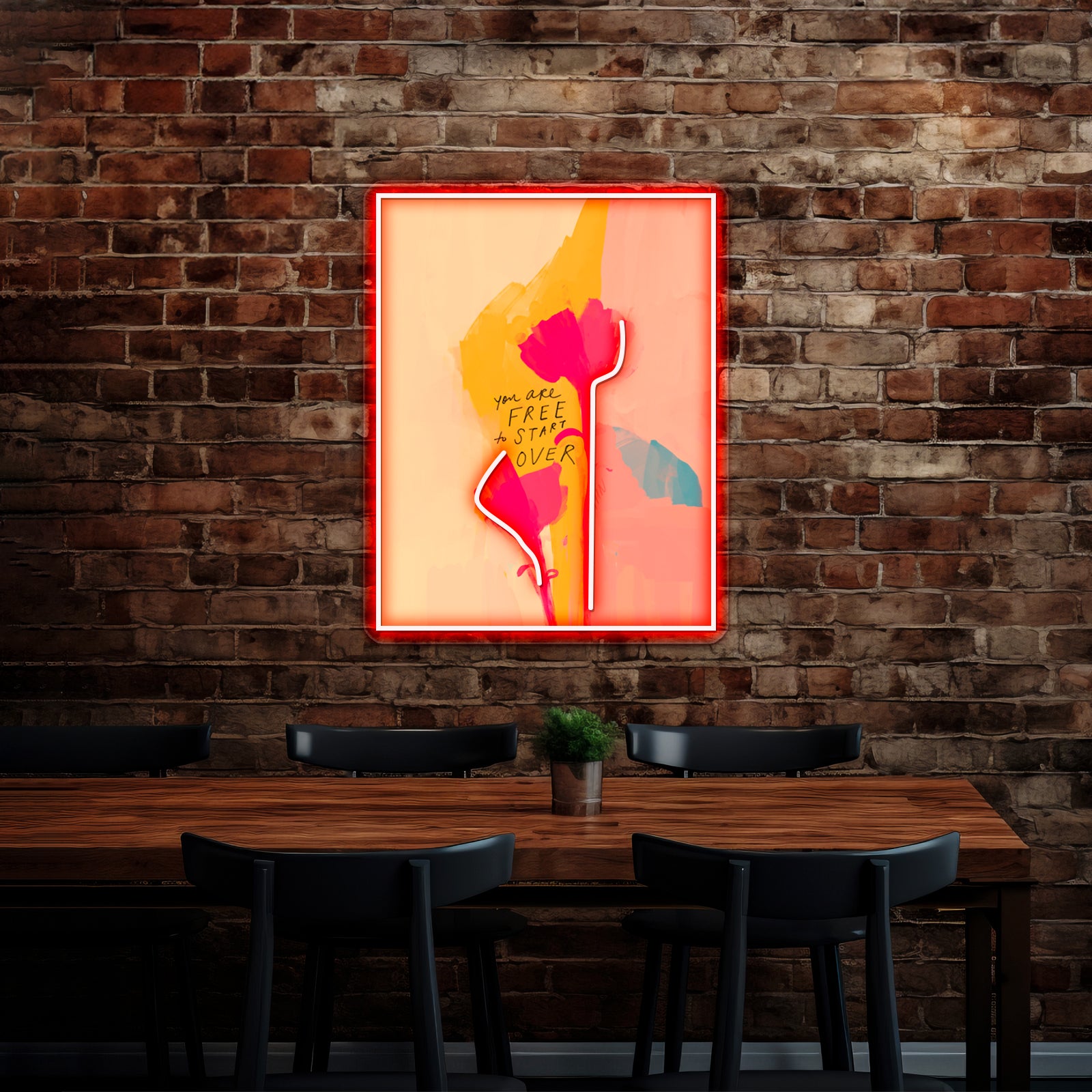 You Are Free To Start Over Floral Art Home Wall Artwork Neon Signs | Shineneon