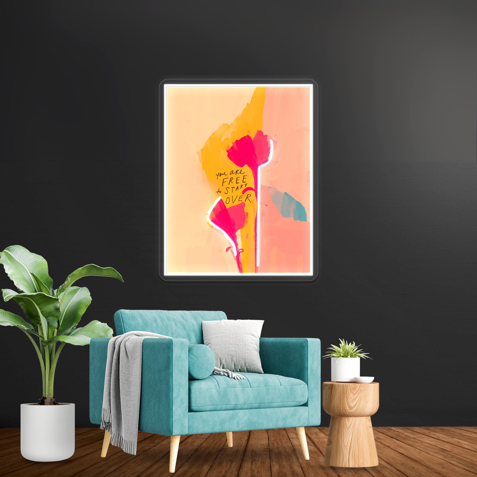 You Are Free To Start Over Floral Art Home Wall Artwork Neon Signs | Shineneon