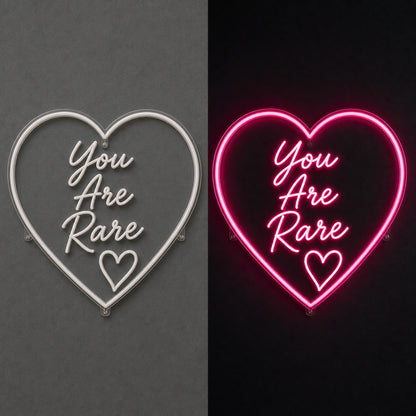 You Are Rare LED Neon Sign day and night comparison