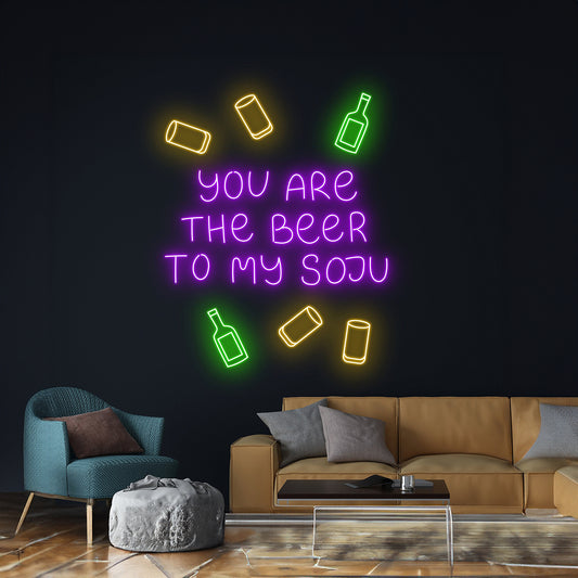 You Are The Beer To My Soju Neon Sign Korea Bar Club Room Wall Decor