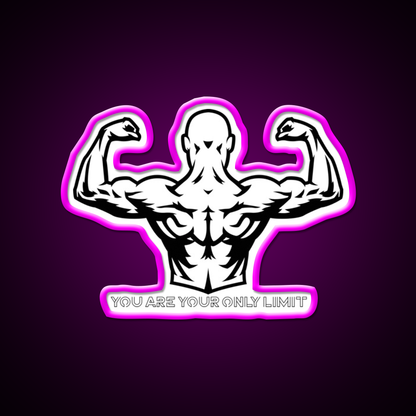 You Are Your Only Limit Exercise Sign Sign Gym Fitness Led Neon Sign Rgb Color - Neon sign mounted on wall in room