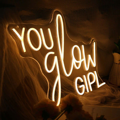 You Glow Girl Yellow Neon Led Sign - Shineneon