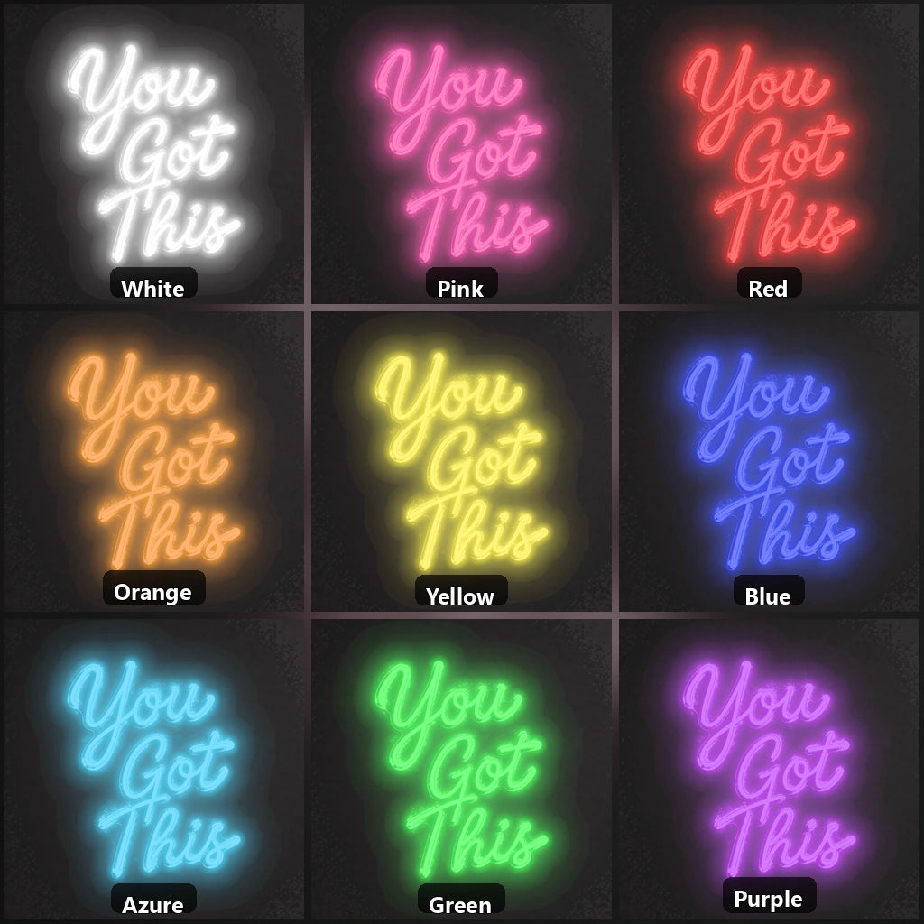 You Got This LED Neon Sign Garage Man Cave Neon Sign color grid