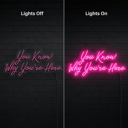 You Know Why You're Here LED Neon Sign - 06 Day Night Comparison