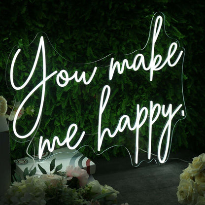 You Make Me Happy White Led Neon Sign - Shineneon