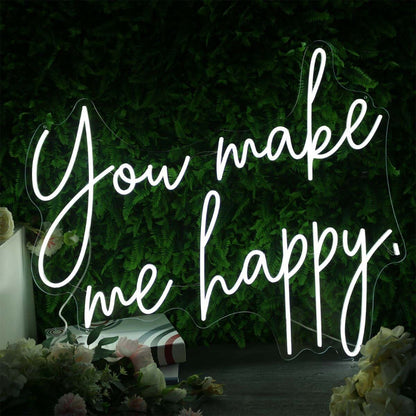 You Make Me Happy White Led Neon Sign - Shineneon