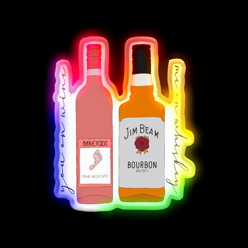 You On Wine Me On Whiskey Drink Bar Led Neon Sign Rgb Color