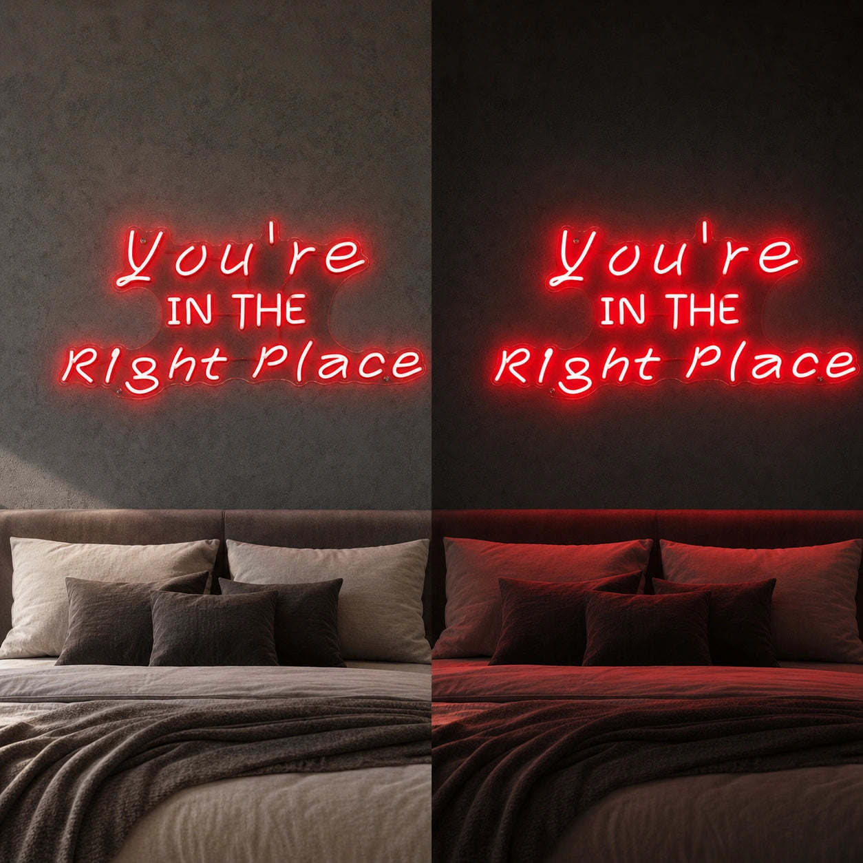 You Re Bedroom Decor LED Neon Sign day and night comparison