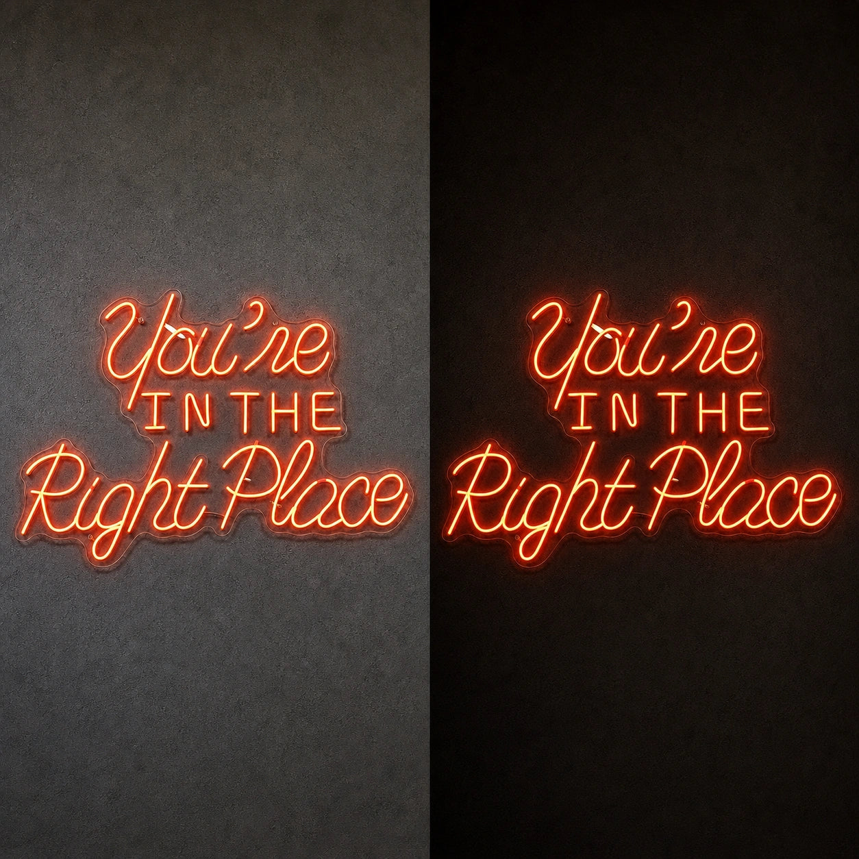 You Re Business Wall Art LED Neon Sign day and night comparison