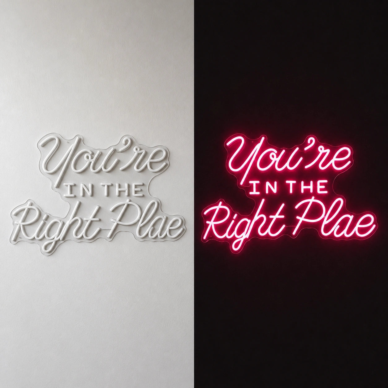 You Re Wall Decor LED Neon Sign Garage Man Cave Neon Sign day and night comparison