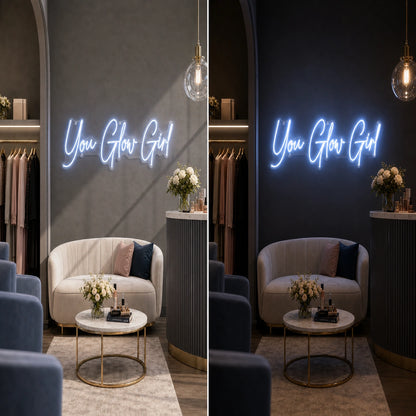 You Re Your Girl LED Neon Sign day and night comparison