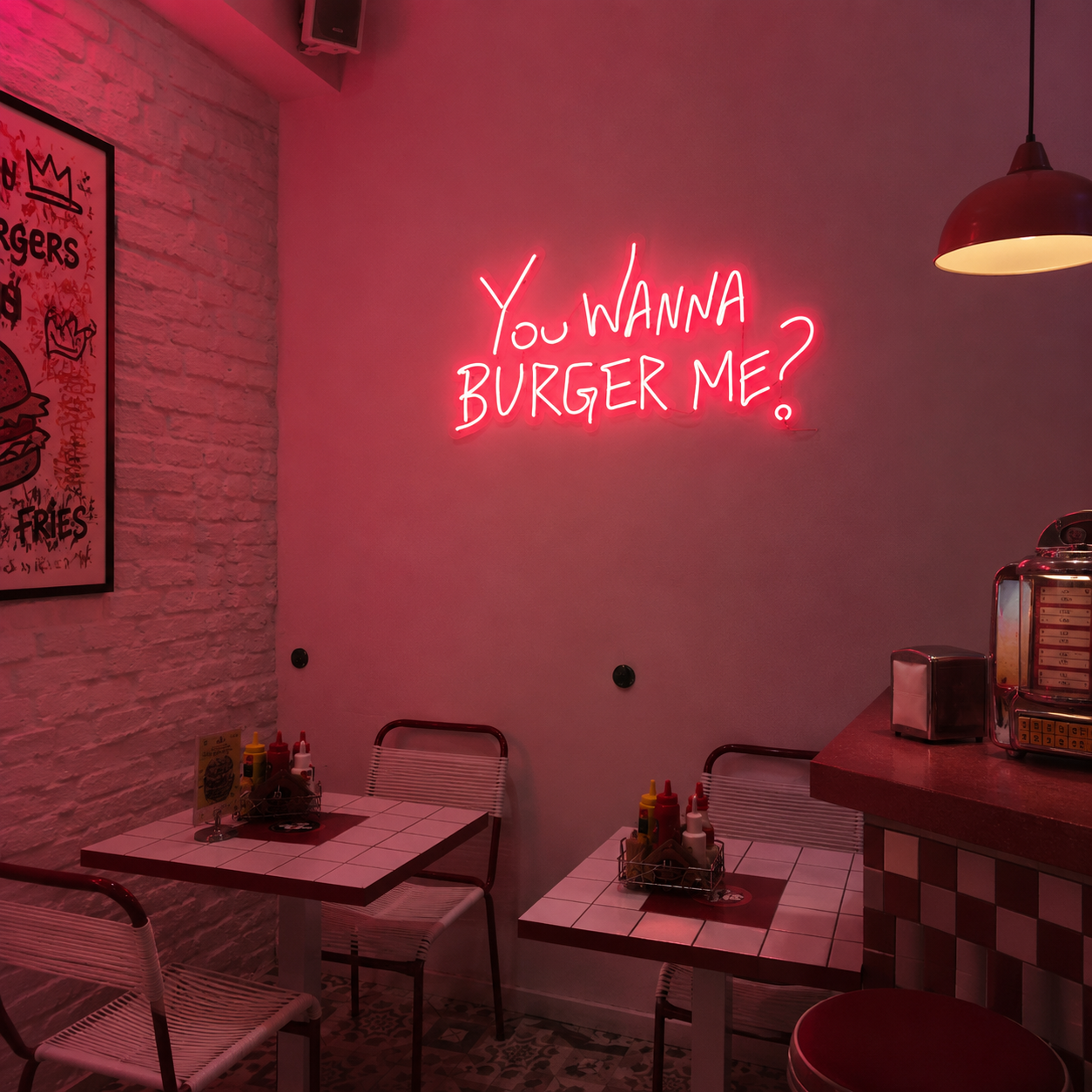 You Wanna Burger Me LED Neon Sign - 03 Real Lifestyle Scene