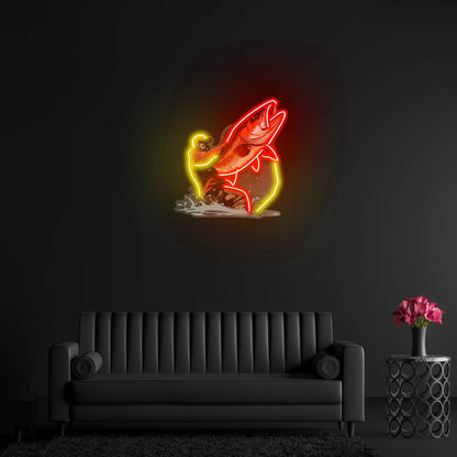 Young Man Fishing Led Neon Sign Light Custom Led Signs - Shineneon
