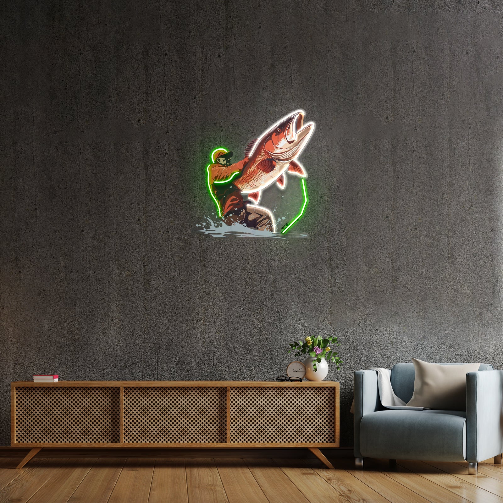 Young Man Fishing Led Neon Sign Light Custom Led Signs