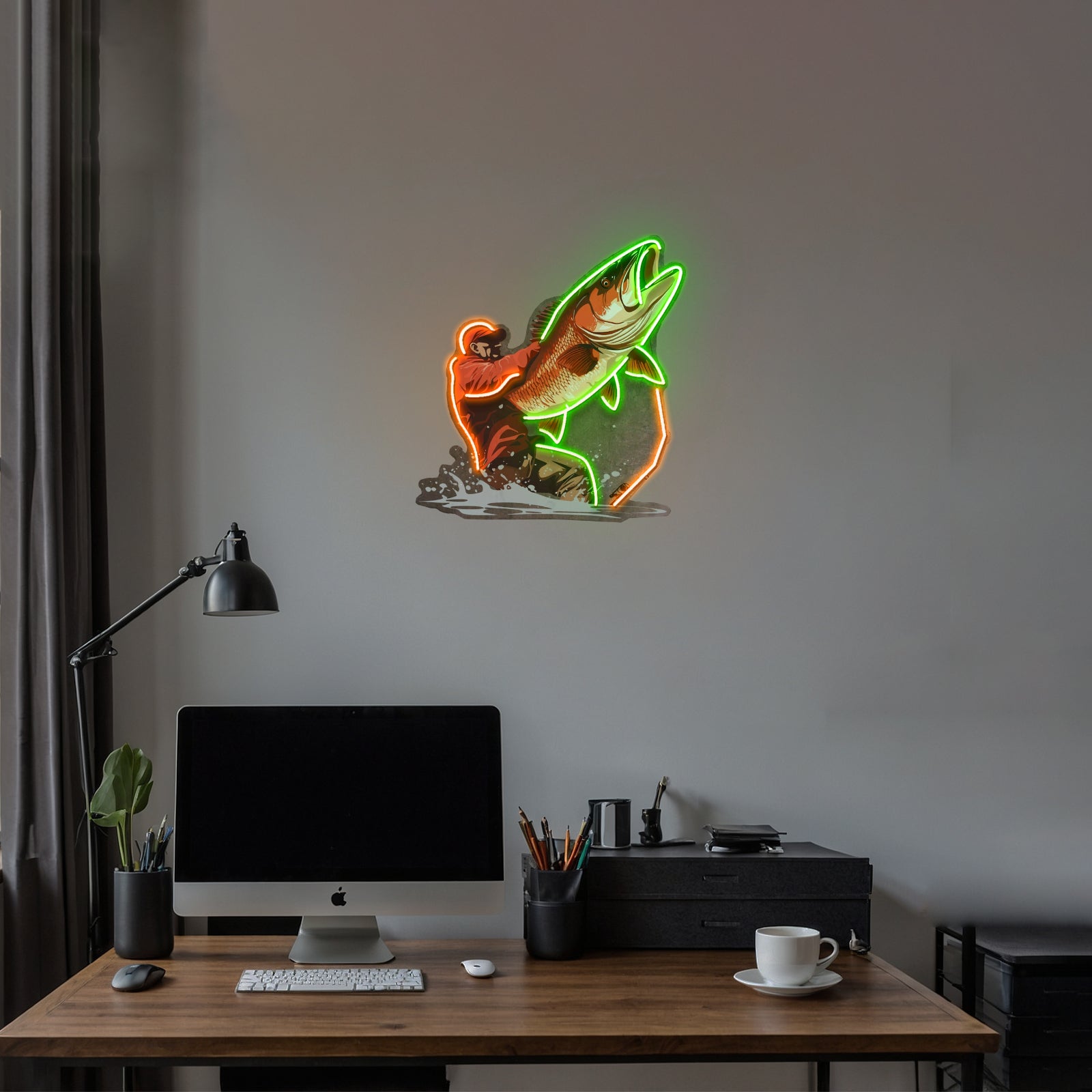 Young Man Fishing Led Neon Sign Light Custom Led Signs