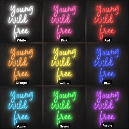 Young Wild Free LED Neon Sign color grid
