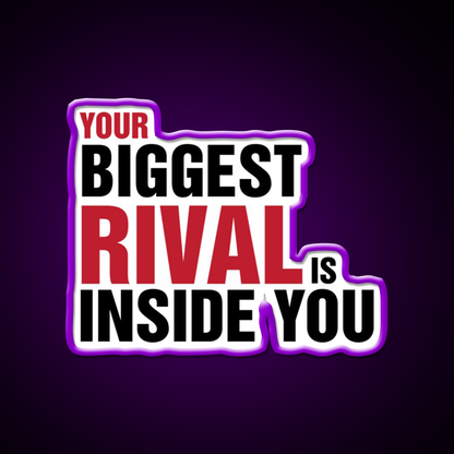 Your Biggest Rival Is Inside You Gym Fitness Led Neon Sign Rgb Color