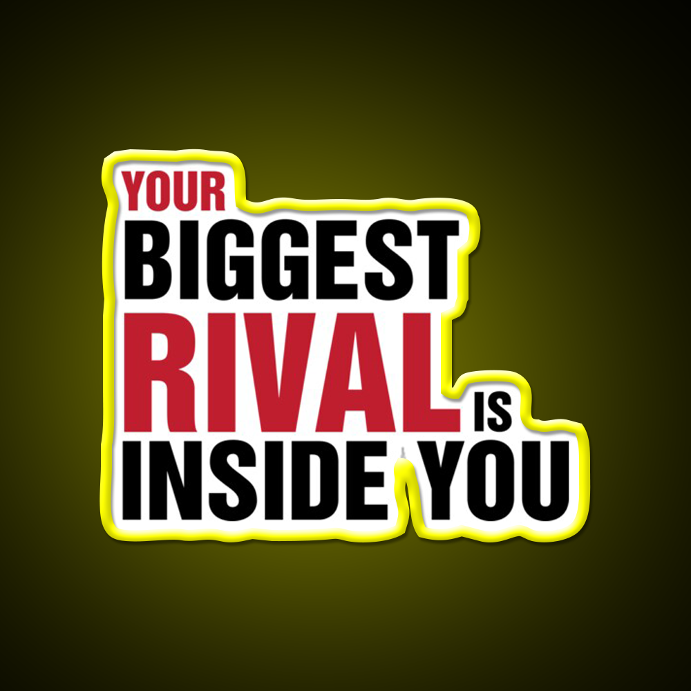 Your Biggest Rival Is Inside You Gym Fitness Led Neon Sign Rgb Color