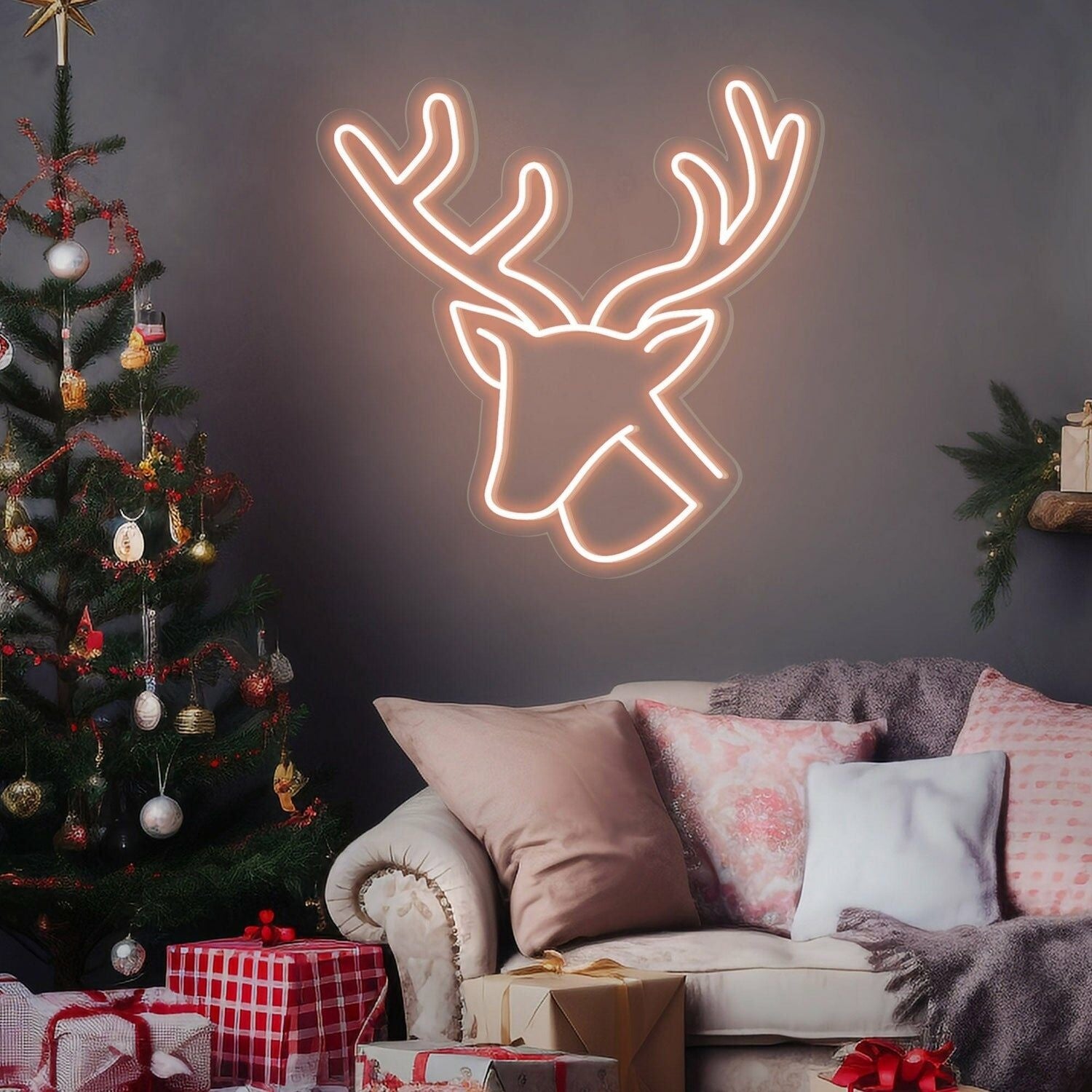 Your Festivities Elk Happy Holidays Neon Sign For Christmas | Shineneon