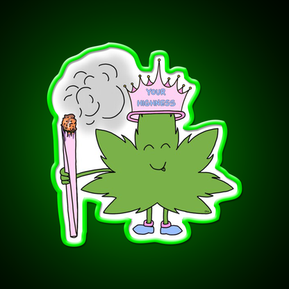 Your Highness Hemp Inspired Green Leaf Led Neon Sign Rgb Color