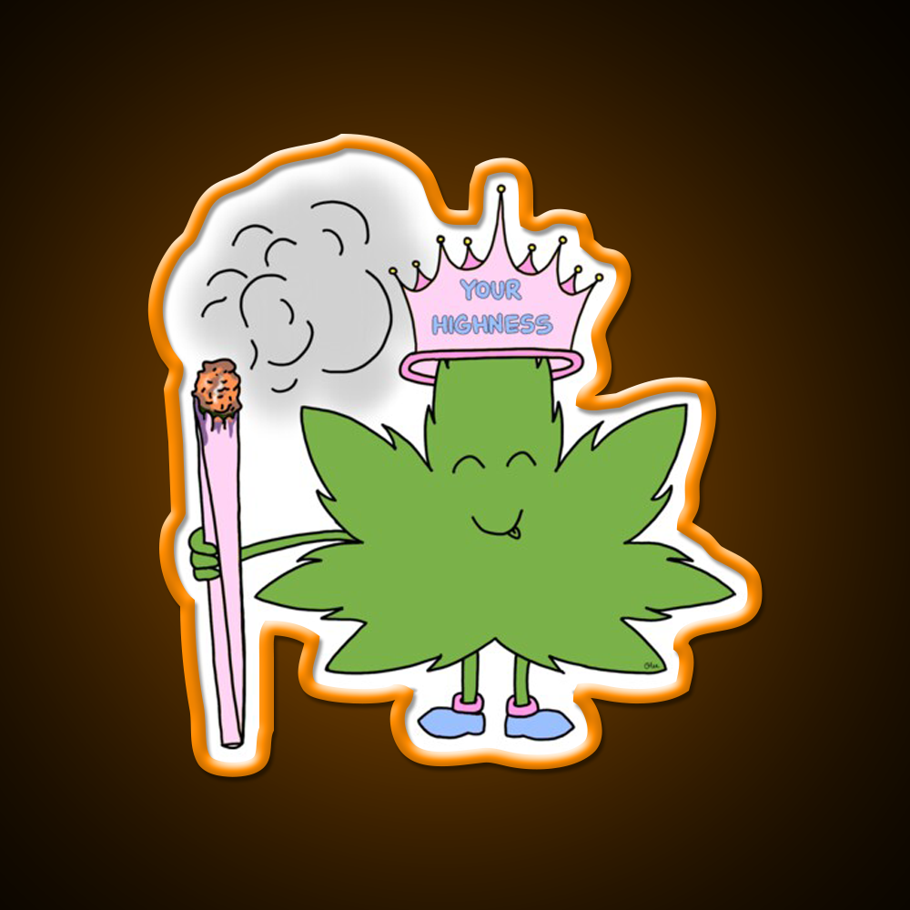 Your Highness Hemp Inspired Green Leaf Led Neon Sign Rgb Color