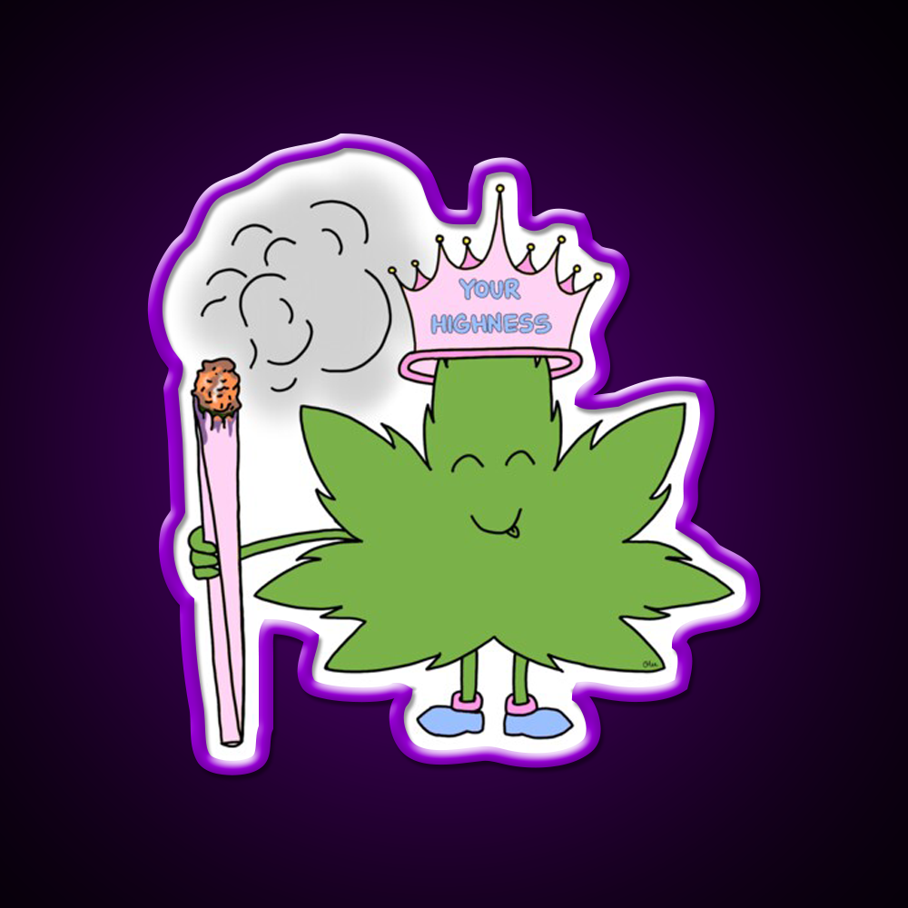 Your Highness Hemp Inspired Green Leaf Led Neon Sign Rgb Color