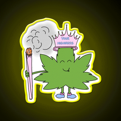 Your Highness Hemp Inspired Green Leaf Led Neon Sign Rgb Color