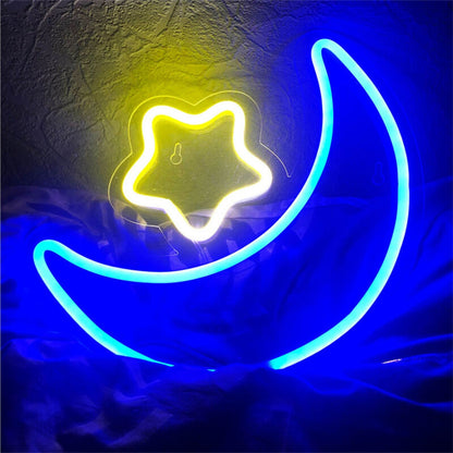 Your Nights Moon And Star Led Neon Sign For Dreamy Home Decor | Shineneon
