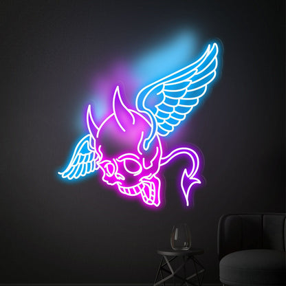Your Space Skull Head With Wings Neon Lights Sign Artwork | Shineneon