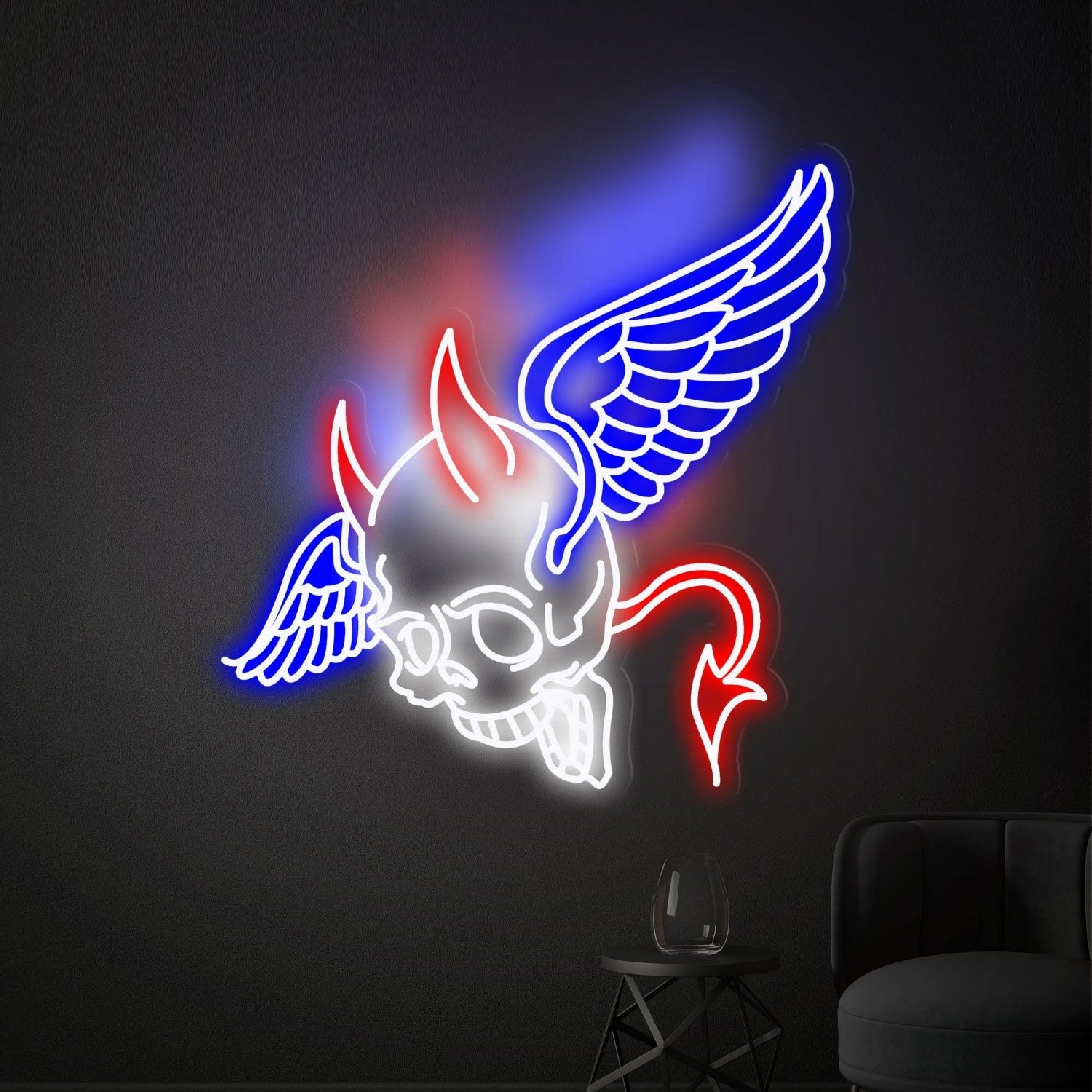 Your Space Skull Head With Wings Neon Lights Sign Artwork | Shineneon