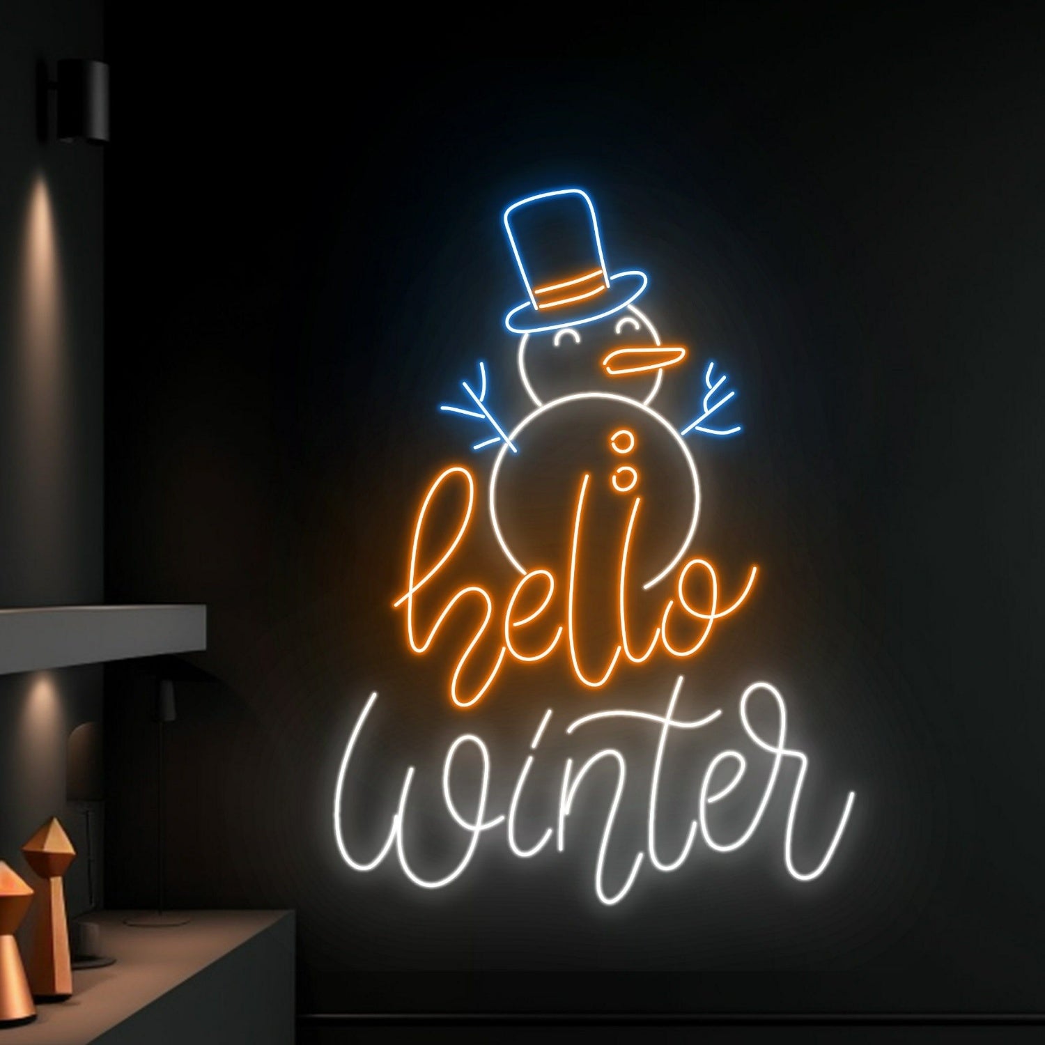 Your Winter Celebrations Hello Winter Snowman Led Neon Sign | Shineneon