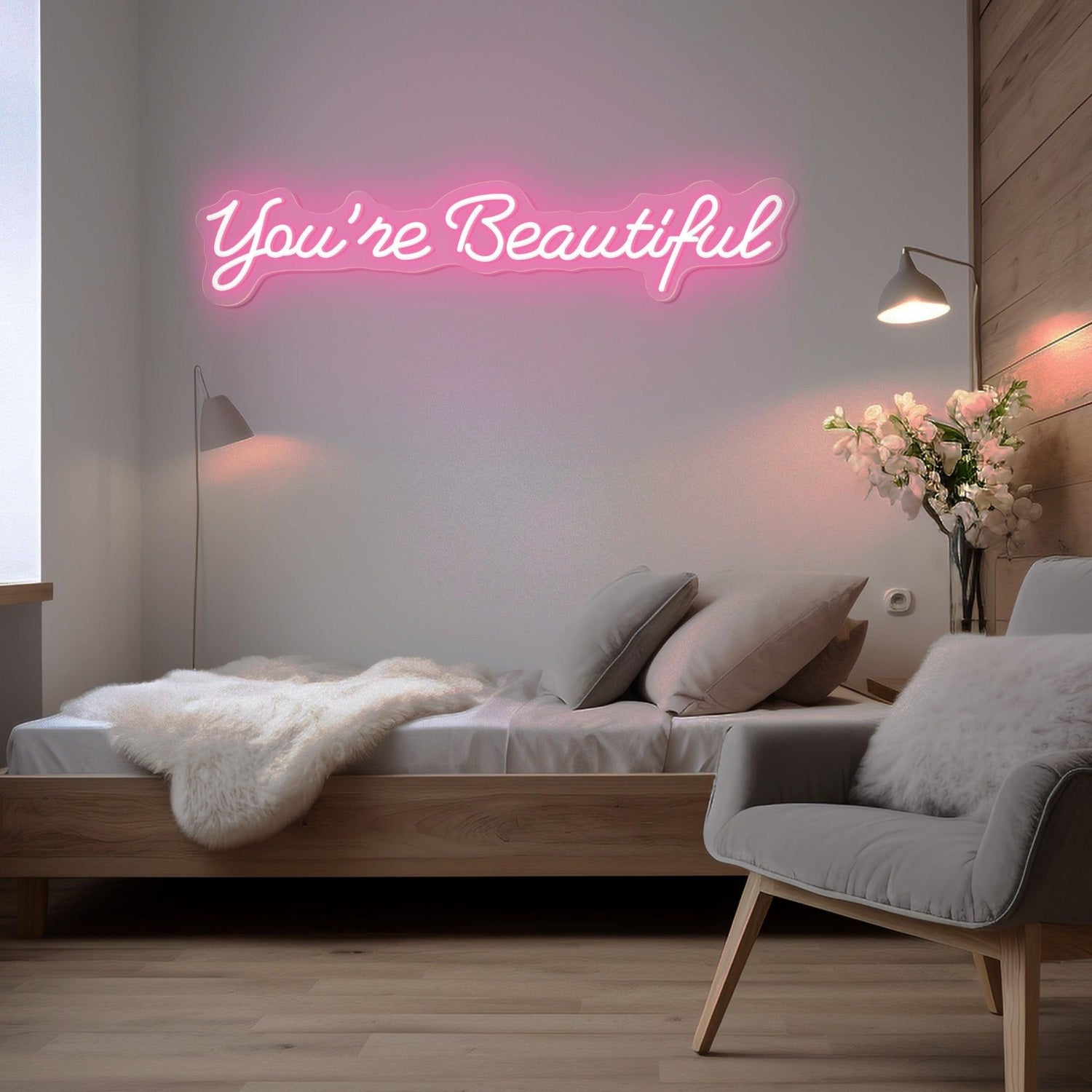 Youre Beautiful Pink Script Led Neon Sign For Home Bedroom Salon | Shineneon