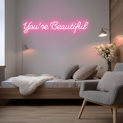 Youre Beautiful Pink Script Led Neon Sign For Home Bedroom Salon | Shineneon