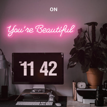 Youre Beautiful Pink Script Led Neon Sign For Home Bedroom Salon | Shineneon